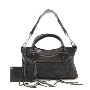 BALENCIAGA The First Shoulder Bag Leather Black Mirror